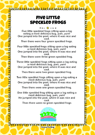 Five Little Speckled Frogs Free Video Song Lyrics Activities Preschool Songs Kids Poems Kindergarten Songs