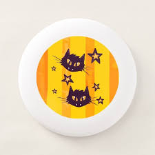 Zazzle Halloween Cat Watercolor Cats Scary Spooky Star Stars Animals Artprint Gifts Gift Giftideas Design Yellow Cat Frisbee Ultimate Frisbee