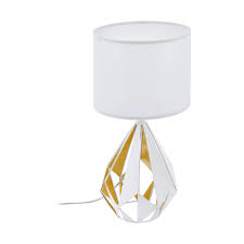 Height to light socket 36. Eglo Lighting Carlton 5 Table Lamp In White And Rose Gold Finish With White Shade 43078 Lighting From The Home Lighting Centre Uk