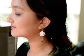 Bunny Earrings- Cute Kawaii Flower Bunny- Statement Earrings- Green Beads-  Cute Jewelry- Handmad- Kawaii Bunny Jewelry-pet Bunny Lover Gift