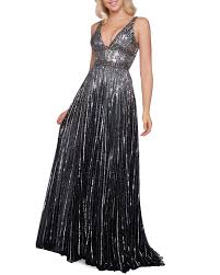 Mac Duggal Horizontal Sequined V Neck A Line Gown A Line Gown Mac Duggal Dresses Celebrity Dresses