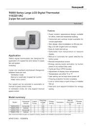A honeywell thermostat without t. T6800 Series Large Lcd Digital Thermostat 110 220 Vac 2 Manualzz