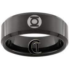 Green Lantern 8mm Black Tungsten Carbide Band Beveled Green Lantern Ring Sizes 5 15 Free Sh Super Hero Jewelry Tungsten Carbide Band Green Lantern Wedding