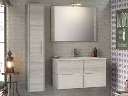 Mobile bagno sospeso da 60 cm con cassetto, specchio e lavabo rovere sole. Mobile Bagno Smile 90 Cm Larice Grigio Con Lavabo In Ceramica Iperceramica