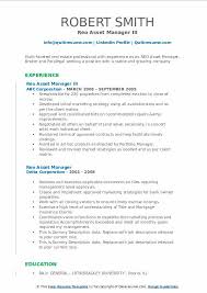 Our accomplished reo asset managers work with the best real estate agents, contractors, appraisers, home inspectors, escrow companies, title officers, and closing attorneys in the business. Reo Asset Manager Resume Samples Qwikresume