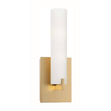 Modern Sconce Wall Light With White Glass In Honey Gold Finish P5040 248 Destination Lighting
