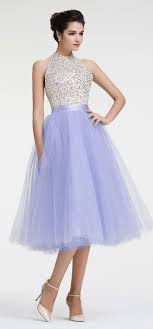 Beaded Halter Backless Lavender Cocktail Dresses Tea Length Lavender Cocktail Dress Tea Length Dresses Older Women Dresses