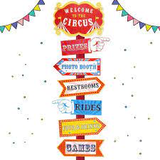 4.7 out of 5 stars. Buy Circus Carnival Birthday Party Directional Signs Large Size 15 Circus Themed Signs Cutouts Set Of 7 Greatest Showman Themed Party Supplies Carnival Party Decoration Ideas Online In Turkey B07nn87vvw