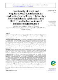 Arti pegawai non manajemen non supervisor : Pdf Spirituality At Work And Organizational Commitment As Moderating Variables In Relationship Between Islamic Spirituality And Ocb Ip And Influence Toward Employee Performance
