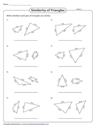 L identify pairs of similar triangles by stating the conditions in english; Similar Triangles Worksheets