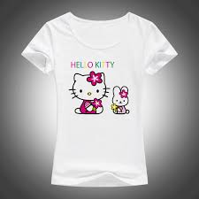 2017 New Lovely Hello Kitty Cartoon T Shirts Women Summer