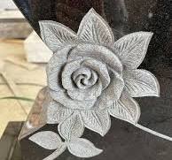 Carved Rose Heart Shape Headsstone India Black Granite ...