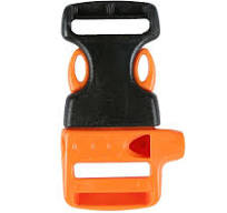 3/4 Inch Plastic Whistle Side Release Buckle Single Adjust Black and Orange