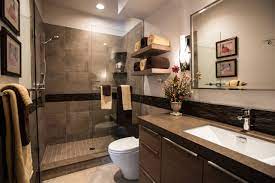 Earth tone web color scheme. Colorado Mountain Modern Style House Contemporary Bathroom Denver By Kate Khrestsov With Urban West Construction Houzz