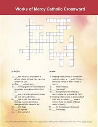 Works Of Mercy Crossword Works Of Mercy Corporal Works Of Mercy Spiritual Words