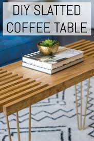 Here's a free coffee table plan for a truly rustic coffee table complete with wheels and a rope handles on the side. Diy Slatted Coffee Table With Hairpin Legs Erin Spain