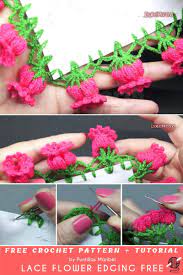 Lace Flower Edging Free Crochet Pattern Tutorial Crochet Edging Patterns Crochet Lace Edging Crochet Flowers