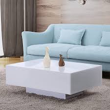 Yes of course, you can use a coffee table with your sofa. Amazon Com Mecor High Gloss White Rectangle Coffee Table Modern Side End Sofa Table 1 Layer Living Room Home Furniture Small Size Kitchen Dining