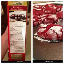 Cookies will look pale when done. Duncan Hines Red Velvet Crinkles Cookies I Used 1 2 Tsp Of Lemon Extract Instead Of Zest They Were Amazing Crinkle Cookies Red Velvet Crinkle Cookies Recipes