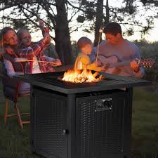 Outdoor fireplaces & fire pits. Fire Pits Outdoor Fireplace With Auto Ignition Gartio 28 Propane Gas Fire Pit Table Waterproof Protective Cover 50 000 Btu Square Fire Bowl Lava Rock For Garden Patio Courtyard Balcon Csa Certification Patio Lawn Garden
