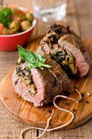 Beef Fillet Stuffed With Spinach Olives Beef Fillet Recipes Beef Fillet Gourmet Dinner