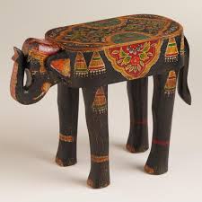 Painted Elephant Wood Accent Table World Market Con Imagenes Pintura De Elefante Detalles En Madera Elefantes
