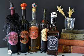 Diy Halloween Apothecary Potion Bottles Crafts Decor Jack Skellington Christmas Wine Bottles Diy Christmas Wine Bottle Labels Halloween Potion Bottles