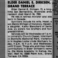 Obituary for DANIEL E. ELDER DIRKSEN (Aged 72)