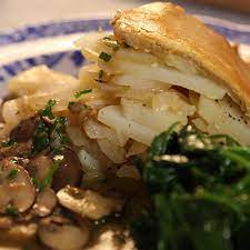 Potato And Butter Pie With Mushroom Gravy Recipe Lifestyle Recipe Butter Pie Recipes Wilted Spinach Recipe