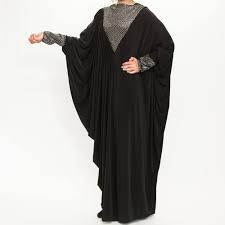 All about muslim women clothing | utsavpedia. Beautiful Simple Abaya Design V Neck Style Hawashi Store