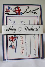 Lovebird British American Union Jack Wedding Invitations British Wedding Wedding Party Invites American Wedding
