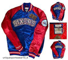 Mitchell Ness Philadelphia 76ers Bomber Jacket Coat Hwc Nba Sixers Satin Men S Ebay Baseball Jacket Jackets Bomber Jacket