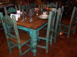Table With Turquoise Chairs Dining Room Table Dining Table Rustic Dining Room Design Luxury