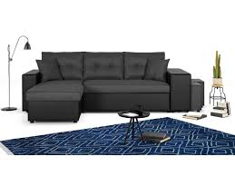Plus le modèle est grand, plus le prix sera élevé. California Canape D Angle Reversible Convertible Avec Coffre Et Etagere De Rangement En Simili Et Tissu Couleur Noir Gris Vente De Lisa Design Conforama