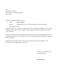 Contoh Surat Pengunduran Diri Jadi Ketua Rt