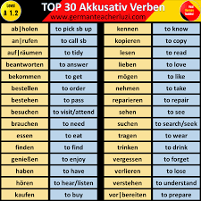 top 30 german verbs with accusative german language learning learn german german language