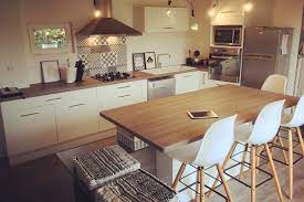 cuisine blanche et bois avec ilot central pour un look moderne et tendance une cuisine lumineuse cuisine blanche et bois cuisine moderne cuisine contemporaine