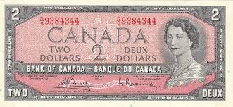 Canadian Banknotes 2 Dollars Banknote 1954 Queen Elizabeth Ii Canadian Money Dollar Bill Canadian Things