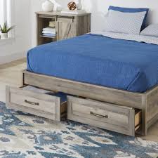 Easy diy platform bed from shanty 2 chic. Better Homes Gardens Modern Farmhouse Queen Platform Bed With Storage Rustic Gray Finish Walmart Com Walmart Com