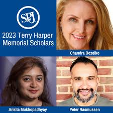 SPJ is excited to welcome the 2023 Terry Harper Scholars — Chandra Bozelko,  Ankita Mukhopadhyay and Peter Rasmussen — to #SPJ23, Sept. 28-30. The  scholarship honors Terry Harper, SPJ's executive director from