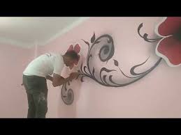 تعلم كيفية رسم كريتال في غرفة النوم بطريقه سهله جدا Youtube 3d Wall Painting Wall Paint Designs Wall Painting