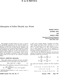 Once you know how many of each type of atom you can only change the coefficients (the numbers in front of atoms or compounds) to balance the equation for sulfur dioxide + oxygen gas + water. Absorption Of Sulfur Dioxide Into Water Hikita 1978 Aiche Journal Wiley Online Library