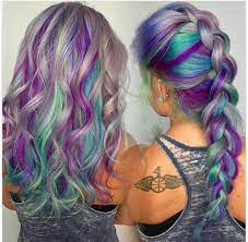 Grey Purple Teal Cool Hair Color Hair Styles Hair Color Pastel