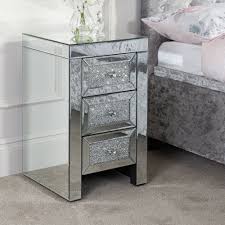 Crafted from solid pine this piece is finished with an. Vienna Mirrored 3 Drawer Bedside Table