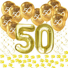 Der hochzeitstag ist der jahrestag der hochzeit, das hochzeitsjubiläum. 50 Geburtstag Goldene Hochzeit Deko Set Luftballons Zahl 50 Konfetti Spiral Girlanden