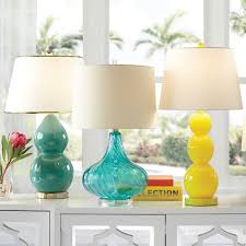 A glass table top over a graceful brown y, braced with white. Types Of Lamp Shades The Home Depot