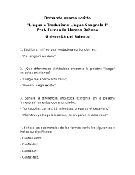 See the complete profile on linkedin and discover ana's connections and jobs at. Domande Esame Scritto Lingua E Traduzione Lingua Spagnola I Unisalento Docsity