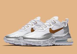 The Nike Air Max 270 React Pairs Silver And Gold Metallics With Its City Of Speed Colorway Nike Air Max Nike Sneakers Wallpaper
