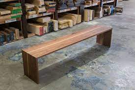 One simple version from ash, one with a epoxy river from elm crotch, and one with a glass river also from elm crotch. Custom Walnut Waterfall Bench By House Of Hardwood Custommade Com