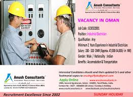 Industrial Electrician Vacancy In Oman Required Industrial Electrician For A Leading Company In Oman Should Ha Overseas Jobs Recruitment Services Electrician